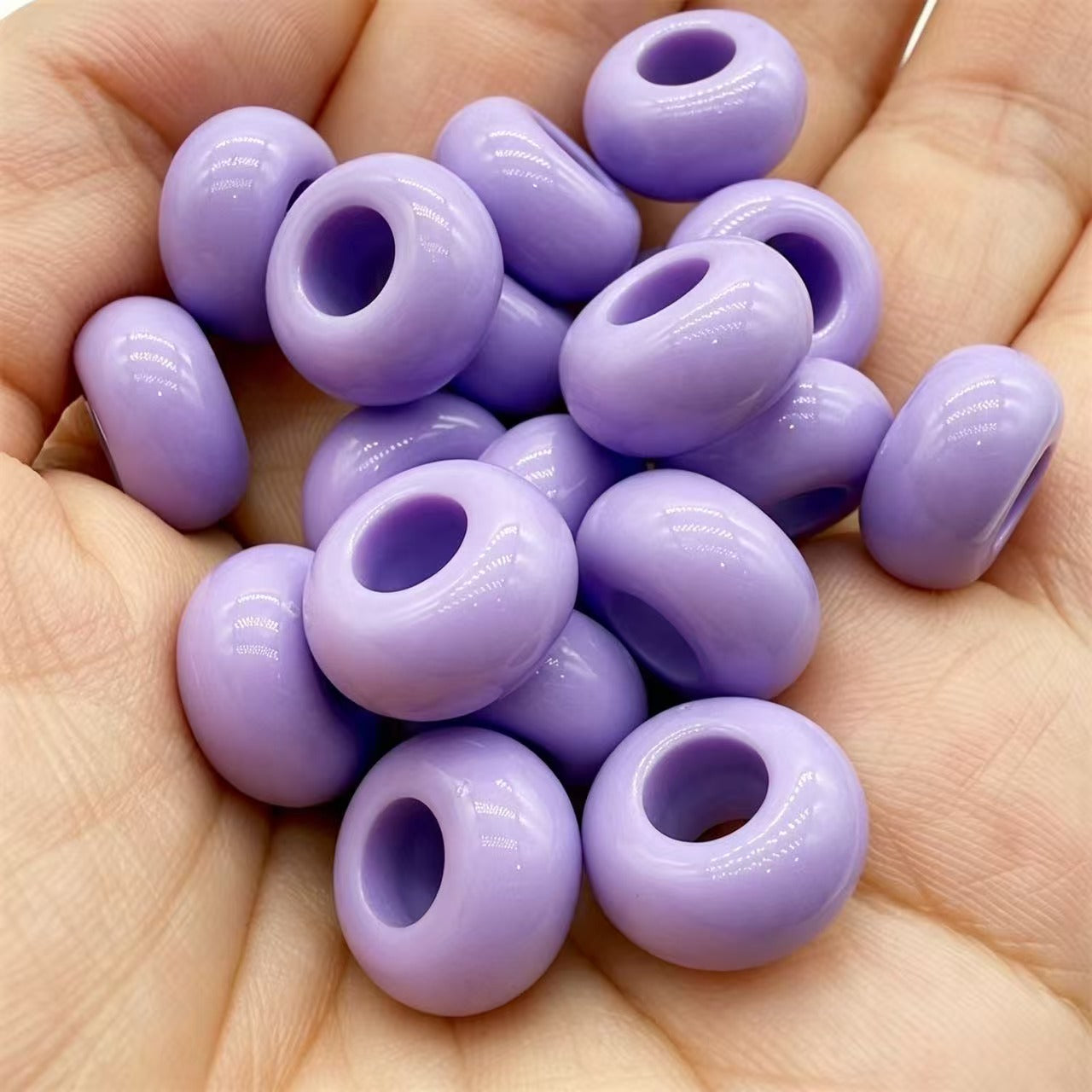 Lu's 200pcs Acrylic Candy Color Large-Hole Abacus Beads