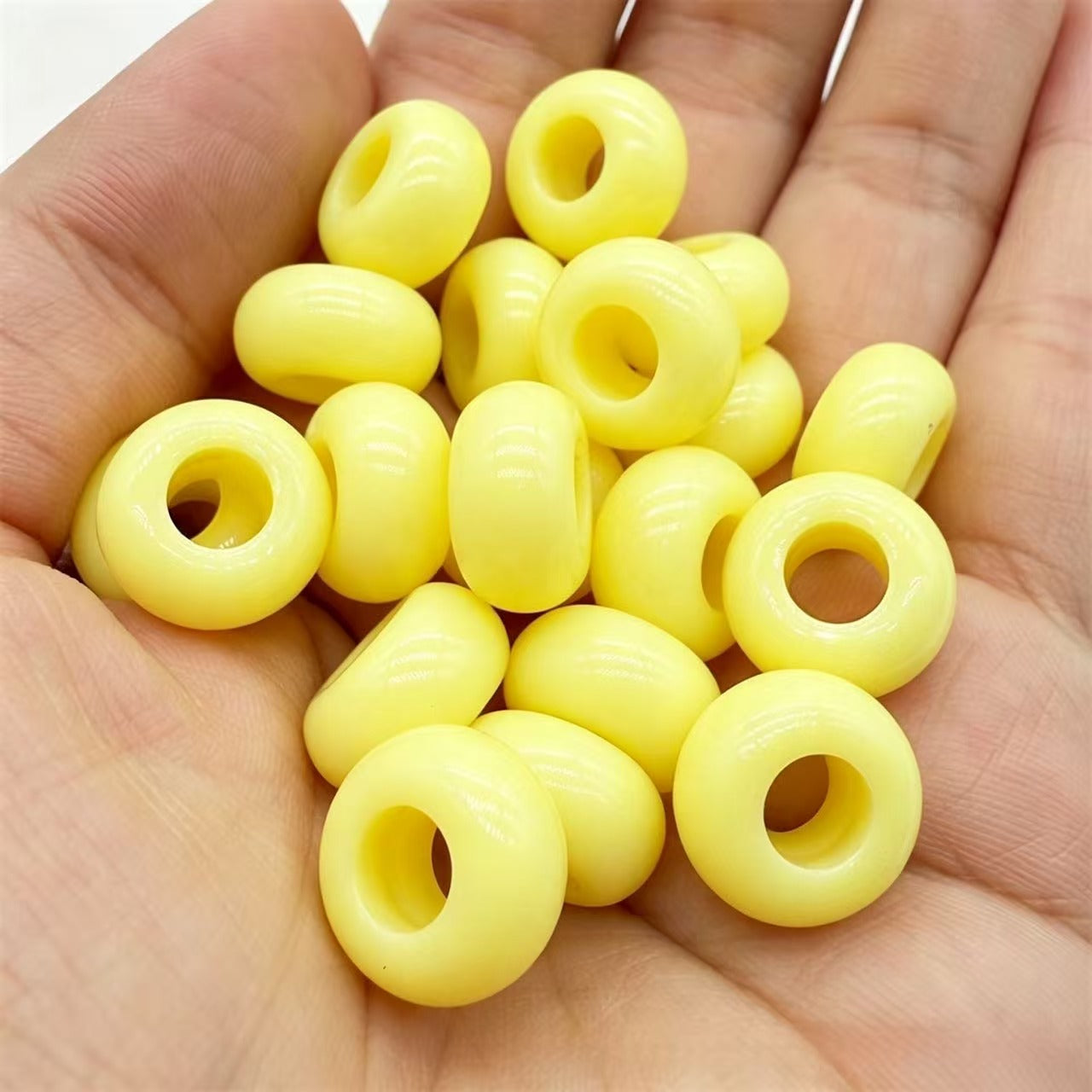 Lu's 200pcs Acrylic Candy Color Large-Hole Abacus Beads