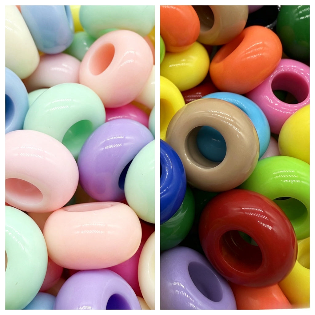 Lu's 200pcs Acrylic Candy Color Large-Hole Abacus Beads