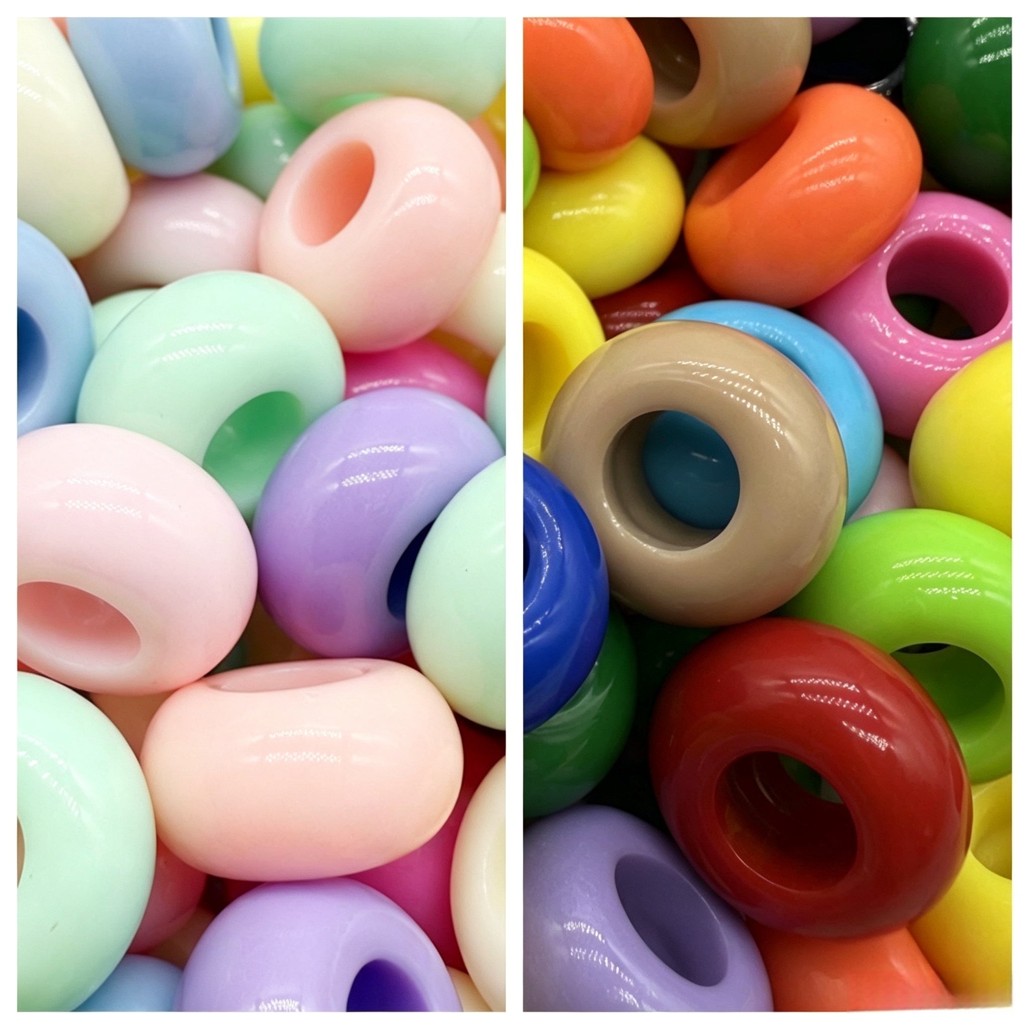 Lu's 200pcs Acrylic Candy Color Large-Hole Abacus Beads
