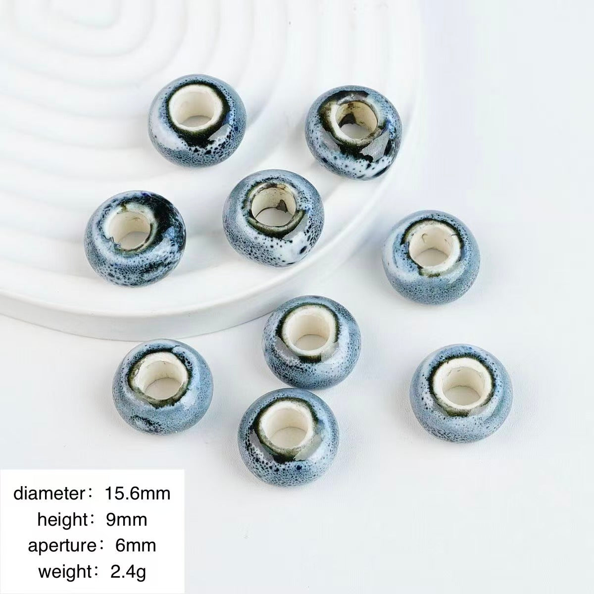Lu's 100Pcs Chinese Jingdezhen Porcelain Beads
