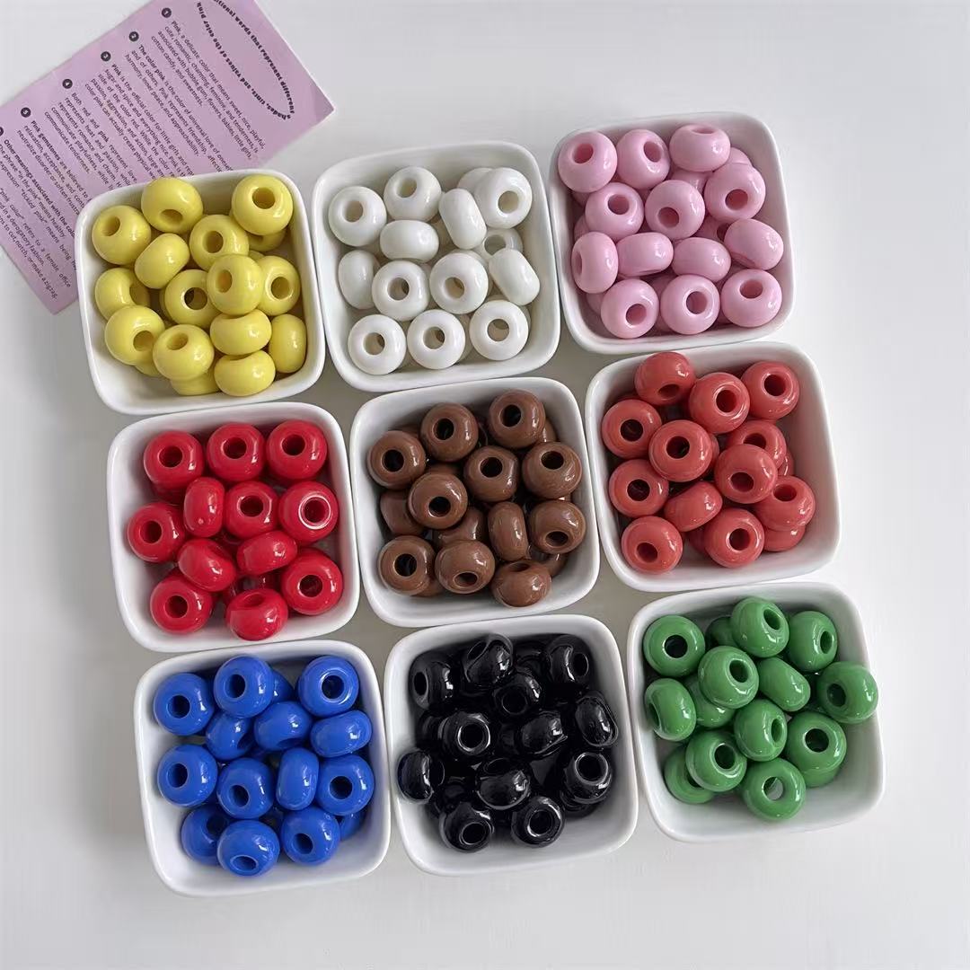 Lu's 100pcs Acrylic Large Hole Wheel Beads