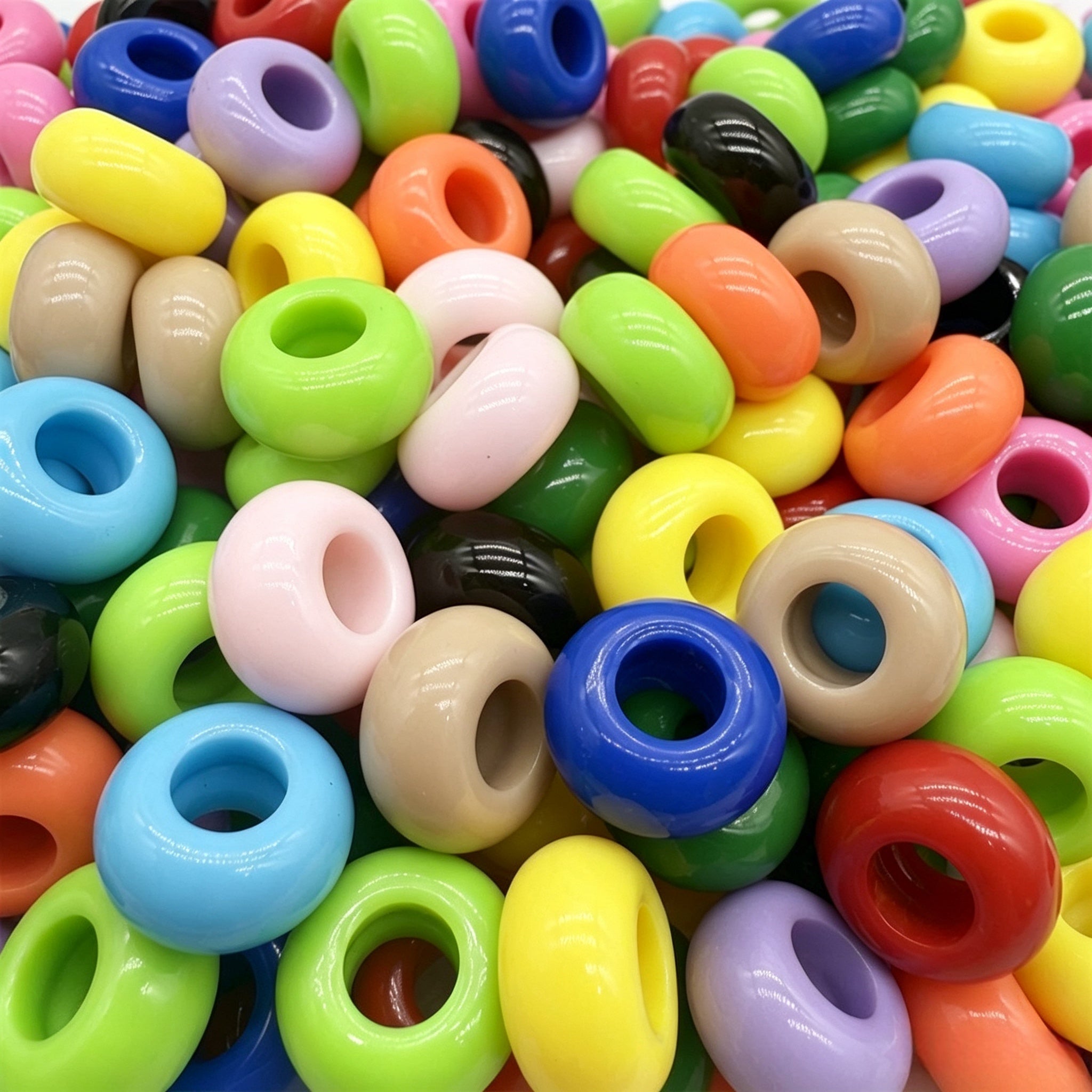 Lu's 200pcs Acrylic Candy Color Large-Hole Abacus Beads