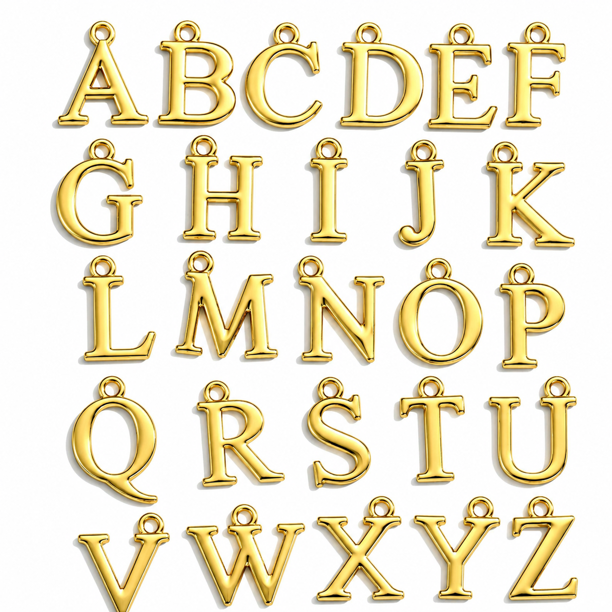 Lu's 26pcs Gold Alloy Alphabet Charms A–Z for DIY Jewelry