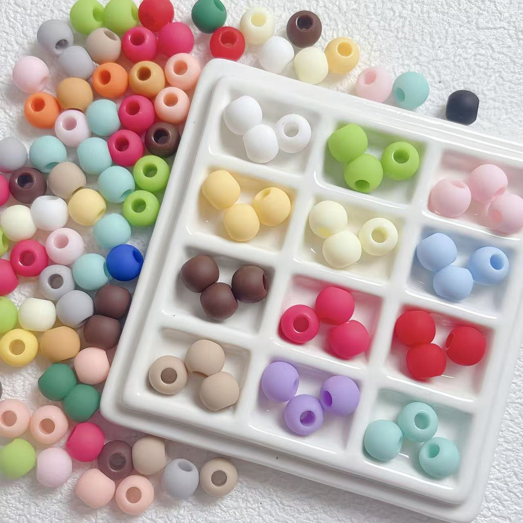 Lu's 200pcs Macaron Matte Rubber Texture Colorful Beads