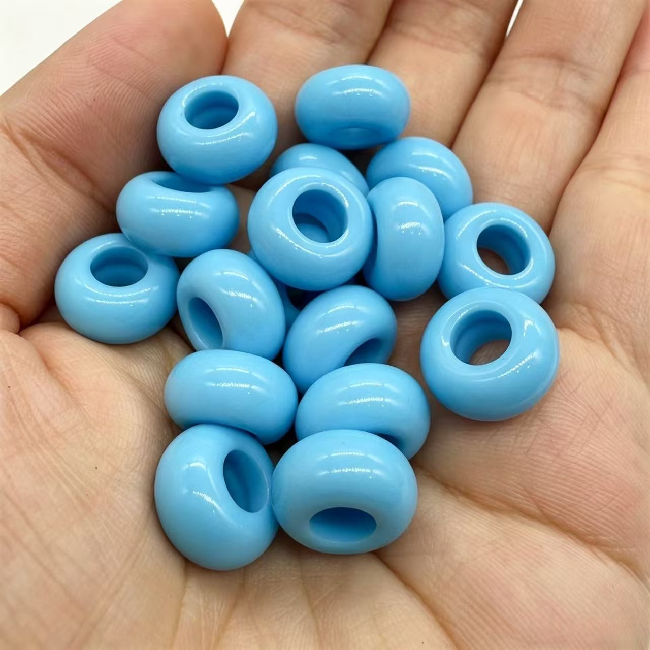 Lu's 200pcs Acrylic Candy Color Large-Hole Abacus Beads