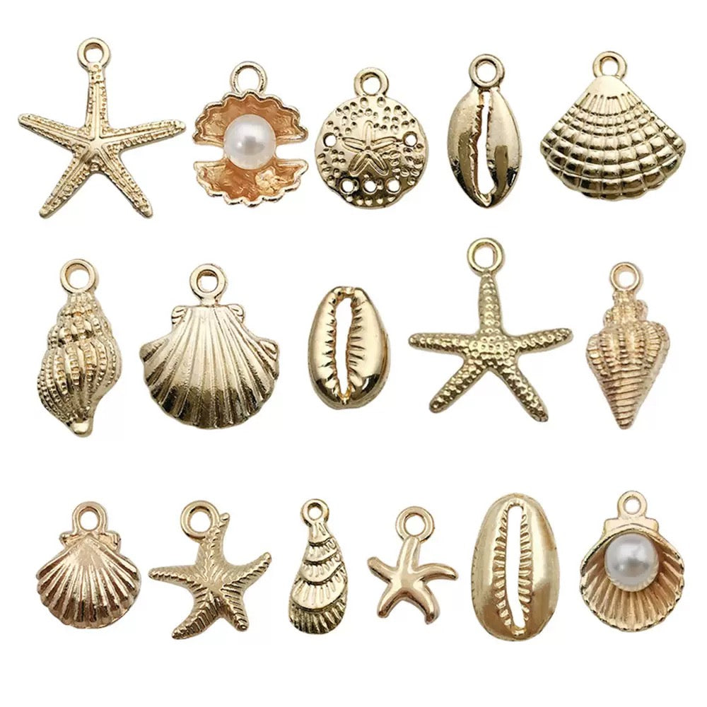 Lu's 16-Style KC Gold Ocean Charms for DIY Jewelry