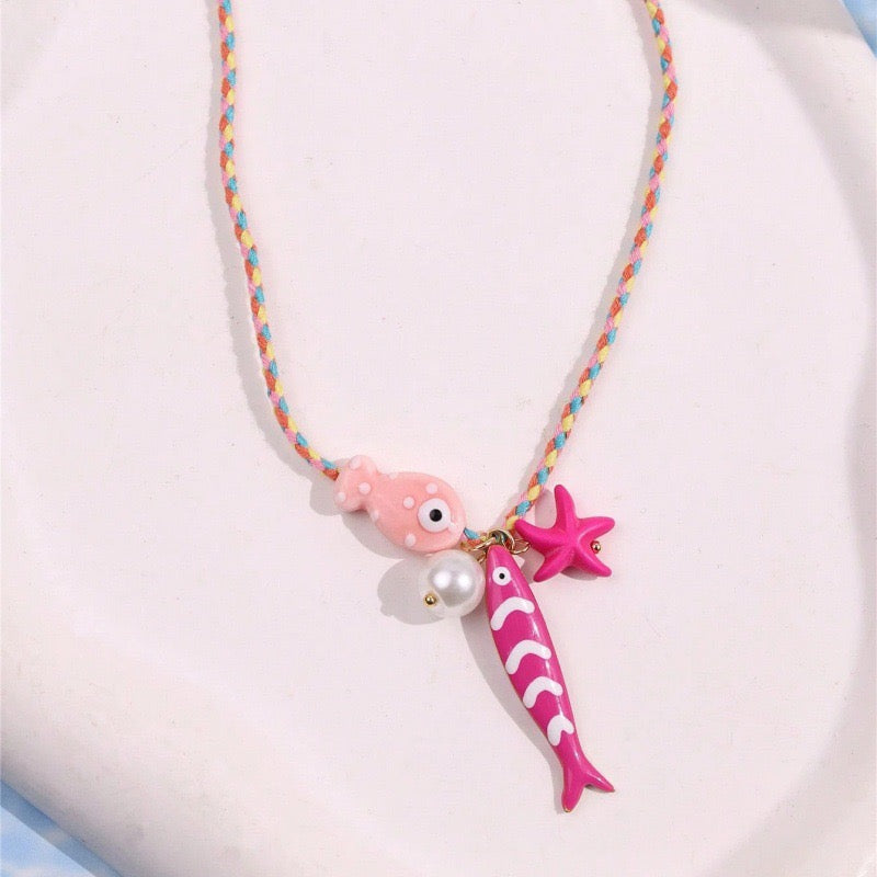 Lu's Summer Beach Handmade Fish Pearl Starfish Pendants