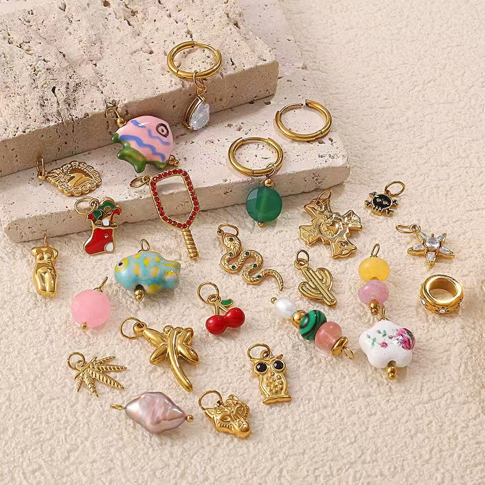 Lu's DIY Multi-Style Charm Stainless Steel Plated With 18k Gold