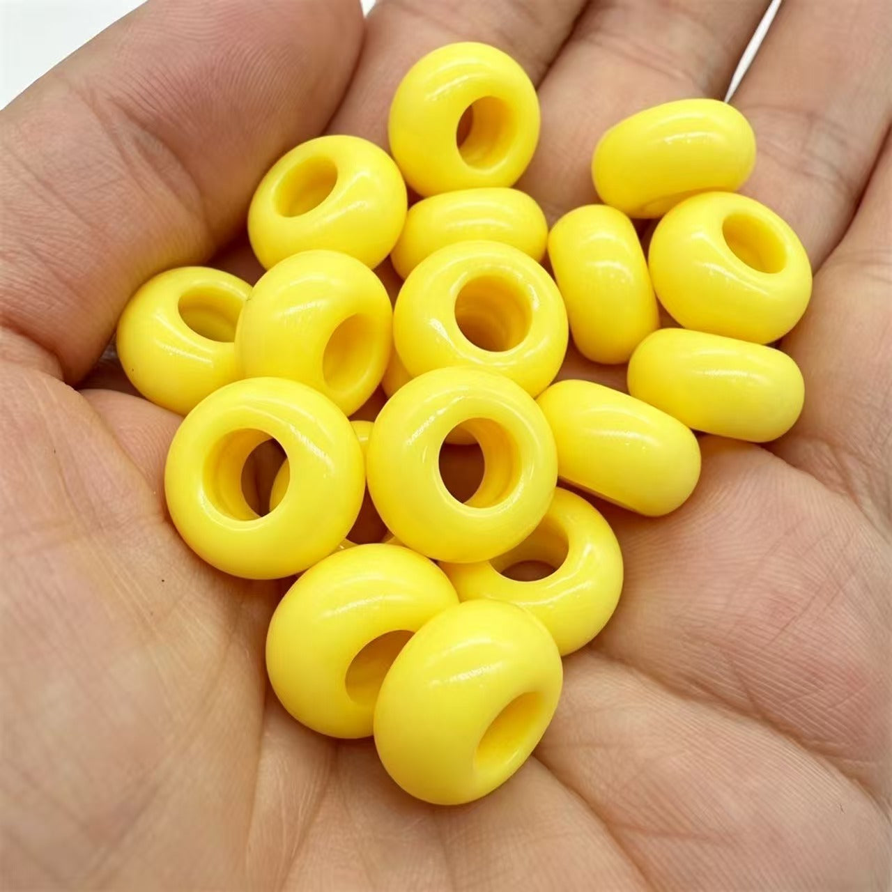 Lu's 200pcs Acrylic Candy Color Large-Hole Abacus Beads