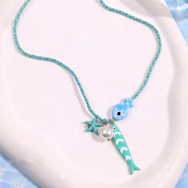 Lu's Summer Beach Handmade Fish Pearl Starfish Pendants