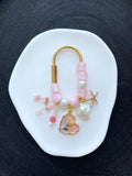 Pink Pearl Floral Bag Charm | Romantic Beaded Handbag Accessory