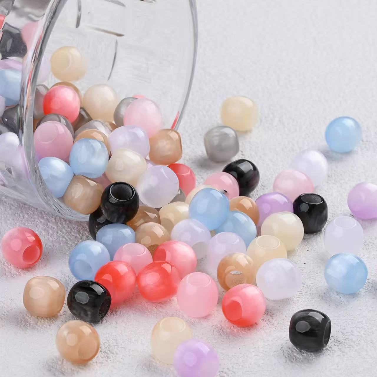 Lu's 100pcs Multicolor Cat Eye Resin Beads