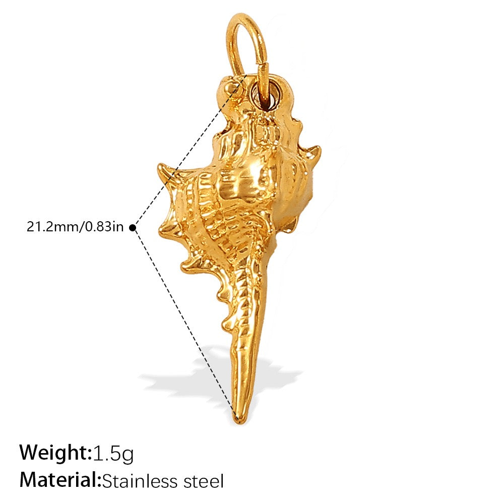 Lu’s Ocean Shell 18K Gold Stainless Steel Charm Pendant