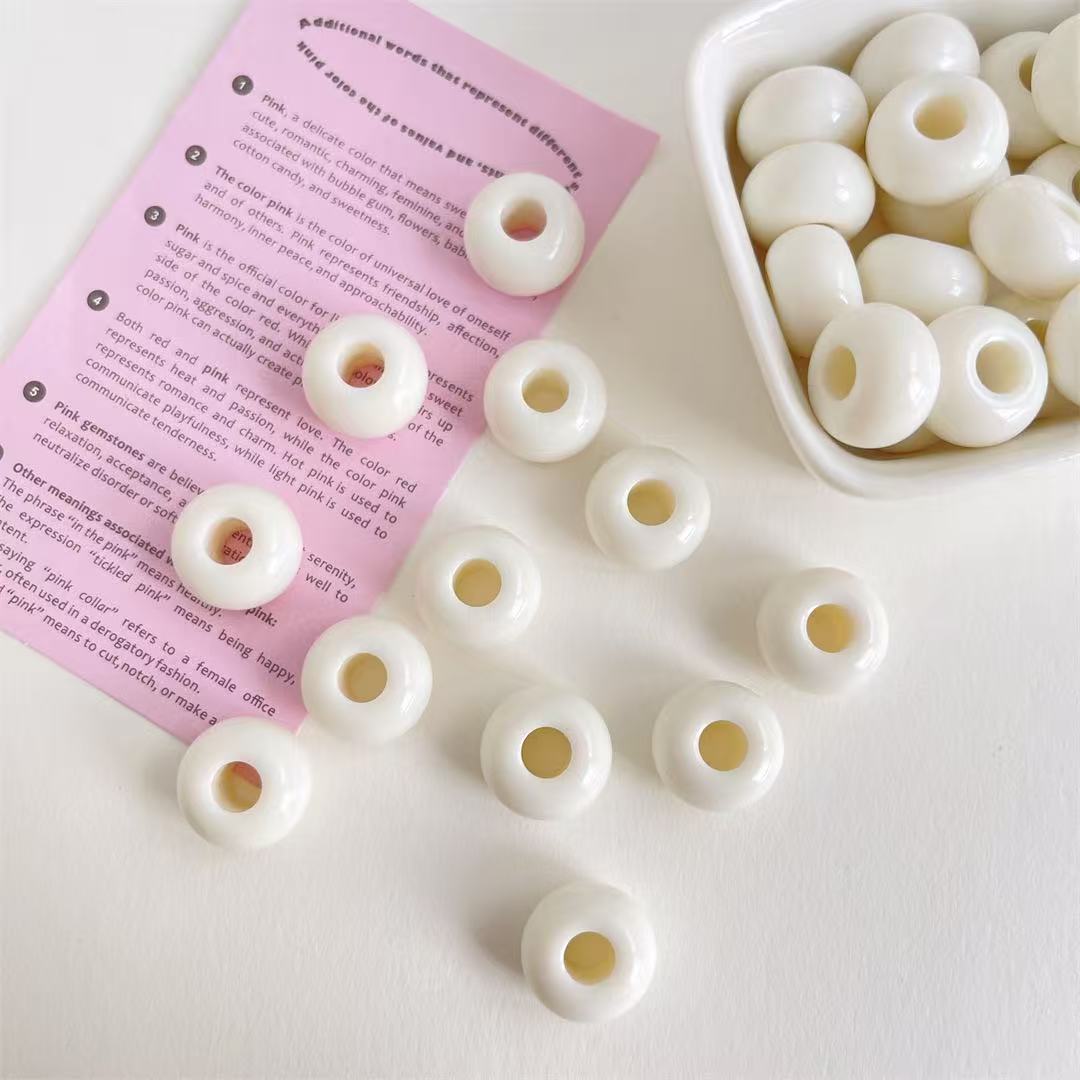 Lu's 100pcs Acrylic Large Hole Wheel Beads