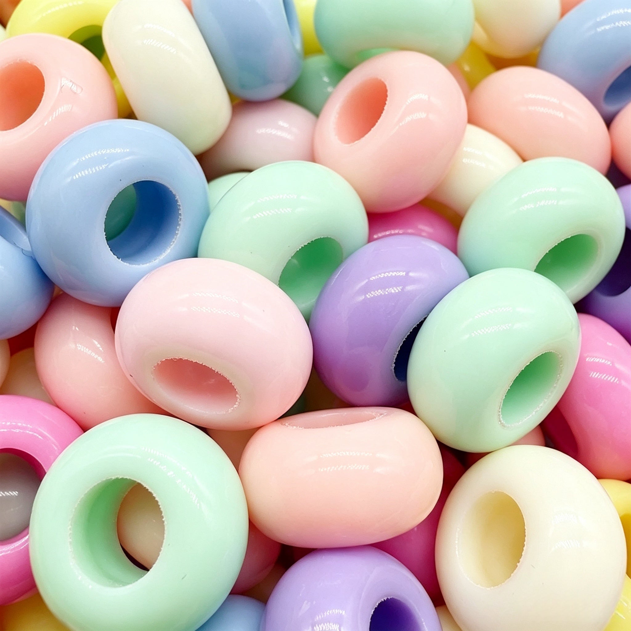 Lu's 200pcs Acrylic Candy Color Large-Hole Abacus Beads