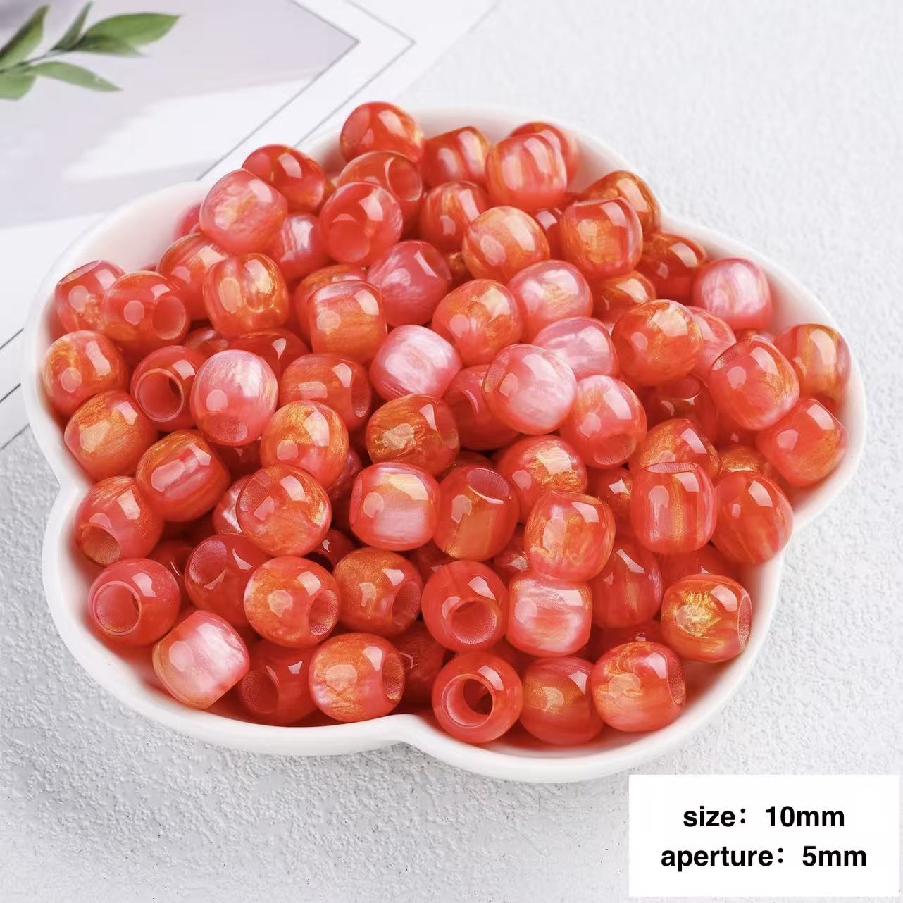 Lu's 100pcs Oil Painting Style Resin Round Beads