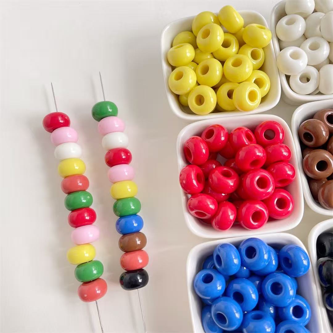 Lu's 100pcs Acrylic Large Hole Wheel Beads