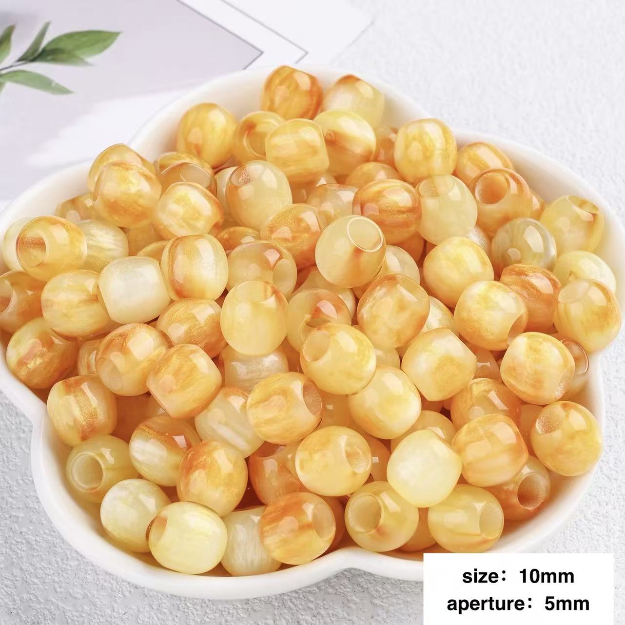 Lu's 100pcs Oil Painting Style Resin Round Beads