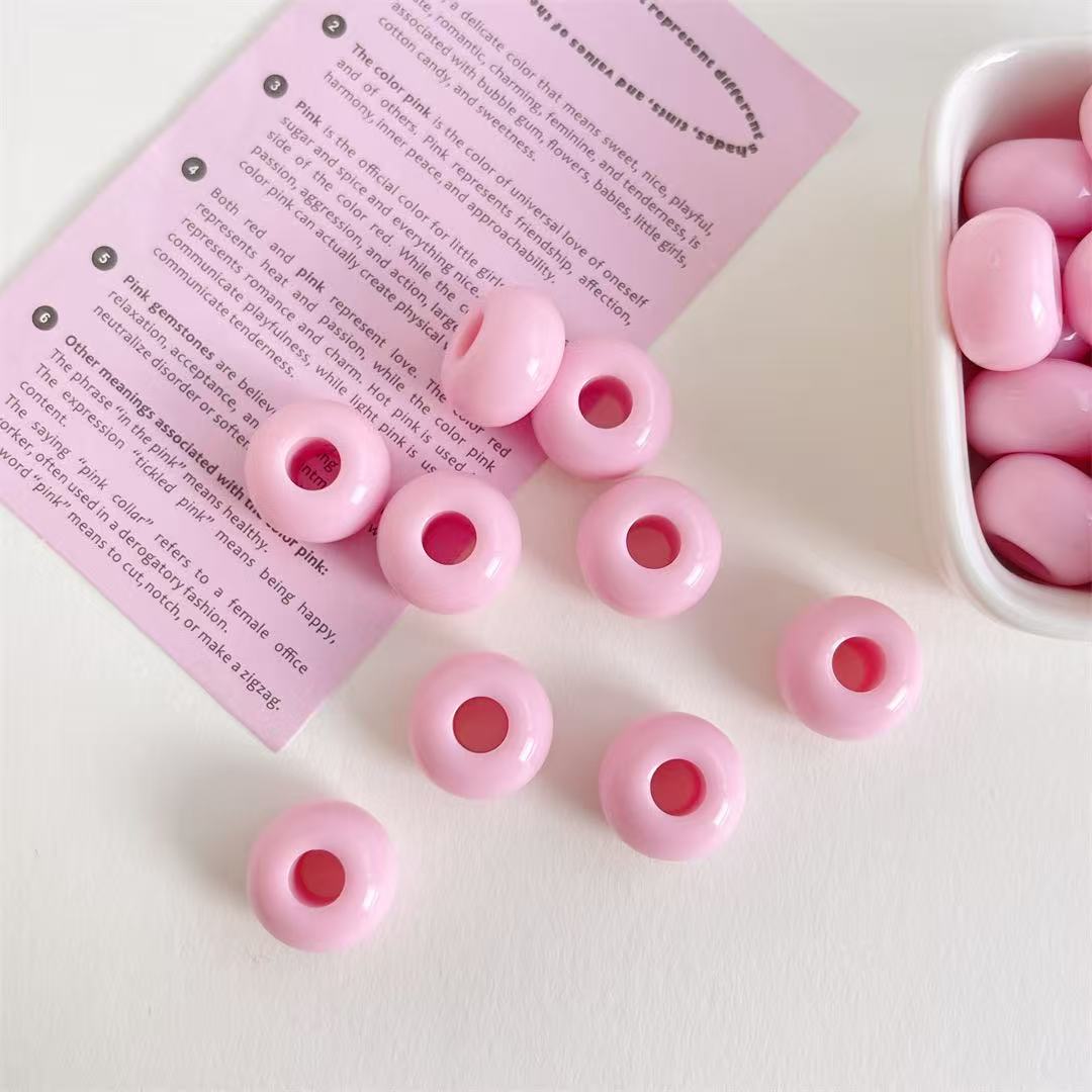 Lu's 100pcs Acrylic Large Hole Wheel Beads