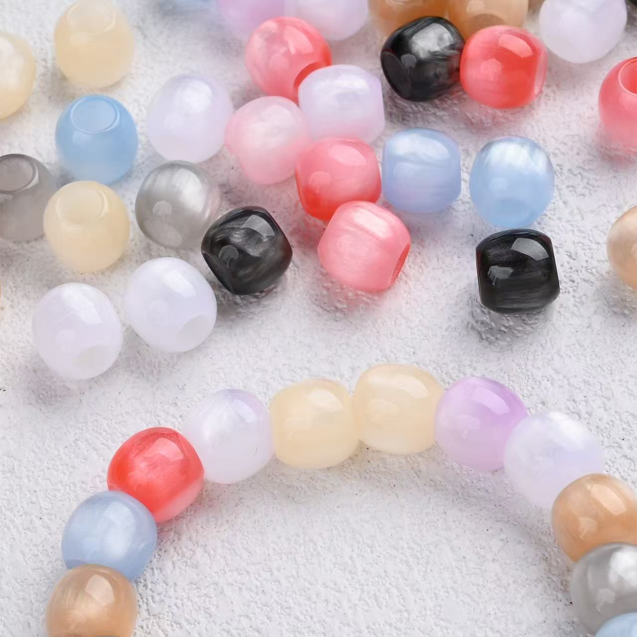 Lu's 100pcs Multicolor Cat Eye Resin Beads