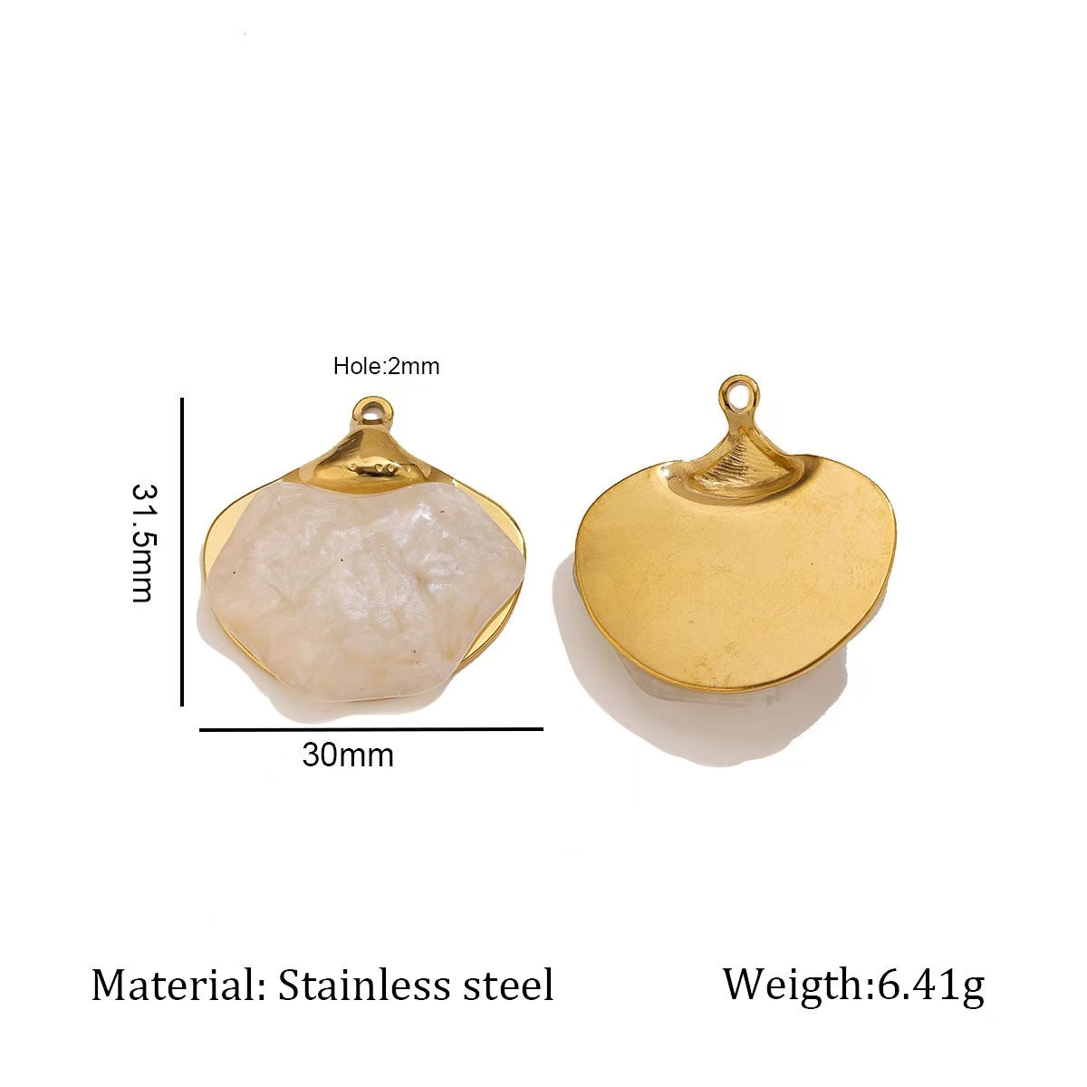 Lu's Gold-Plated Stainless Steel Mother-of-Pearl Pendant