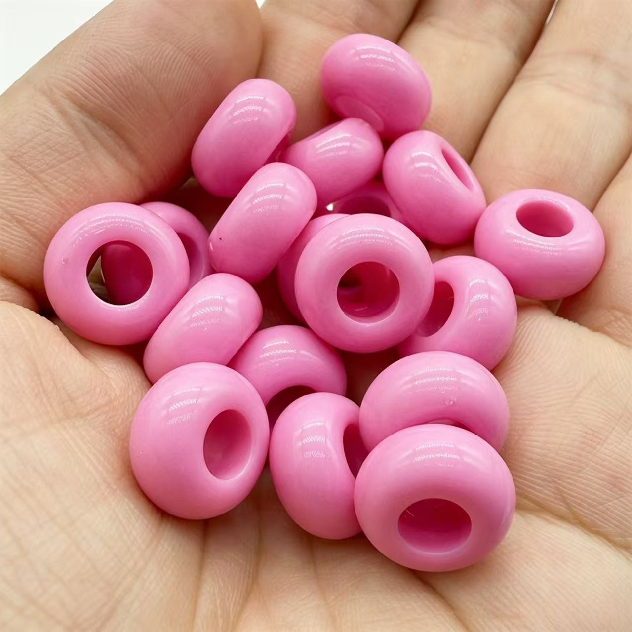 Lu's 200pcs Acrylic Candy Color Large-Hole Abacus Beads