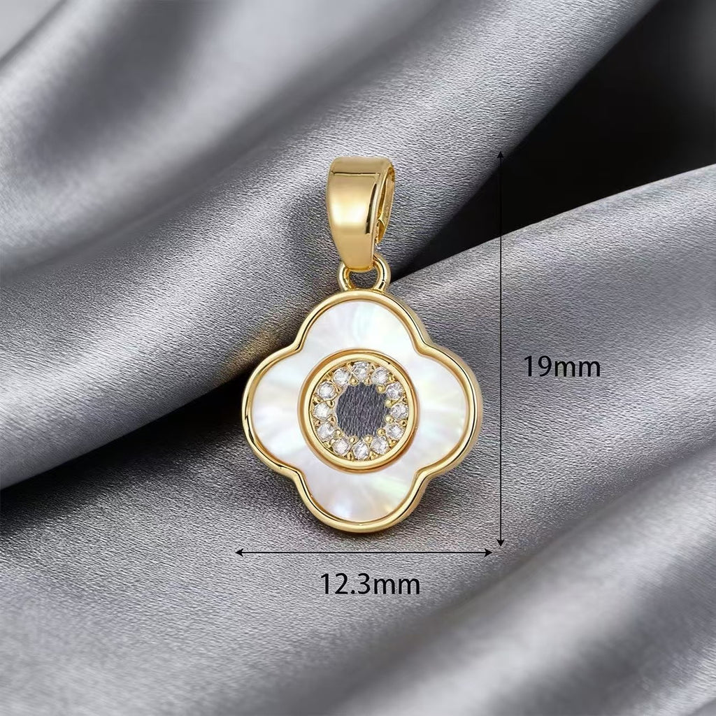 Lu's White Mother-of-Pearl Rhinestone Multi-Style Pendants