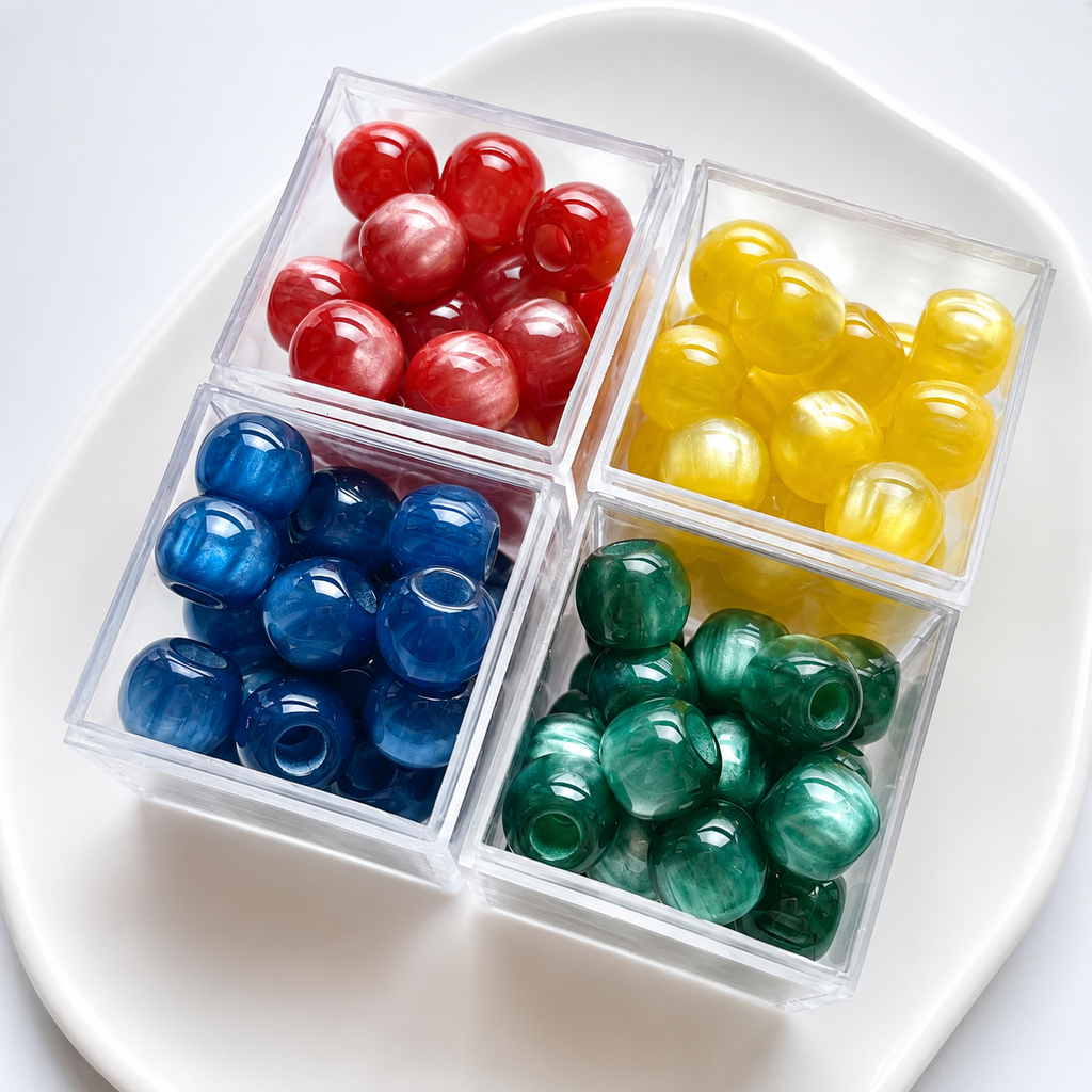 Lu's 100pcs Multicolor Water Ripple Large Hole Beads