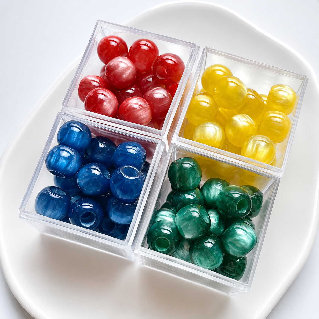Lu's 100pcs Multicolor Water Ripple Large Hole Beads