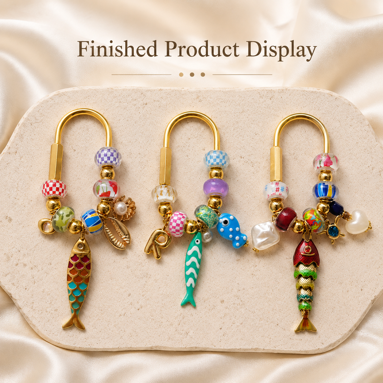 Lu's 100pcs Large Hole Resin Printed Colorful Beads
