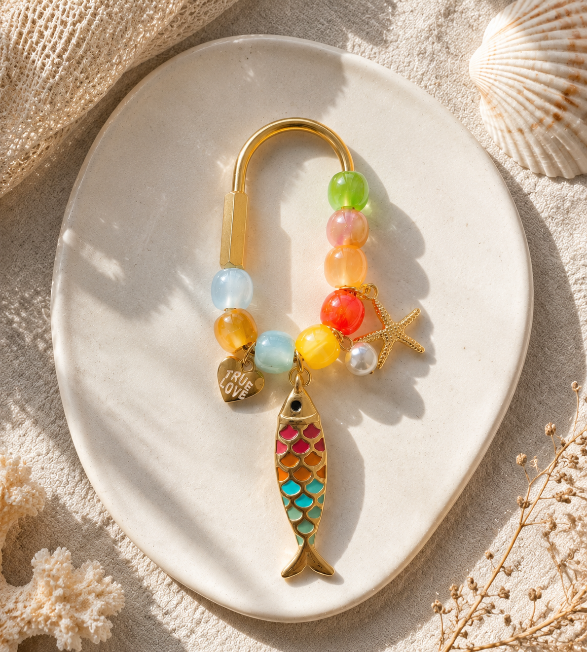 Colorful Ocean Fish Bag Charm | Cute Beaded Summer Bag Accessory