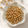 Lu's 100pcs Color-Retention Electroplated Gold ABS Large-Hole Round Beads