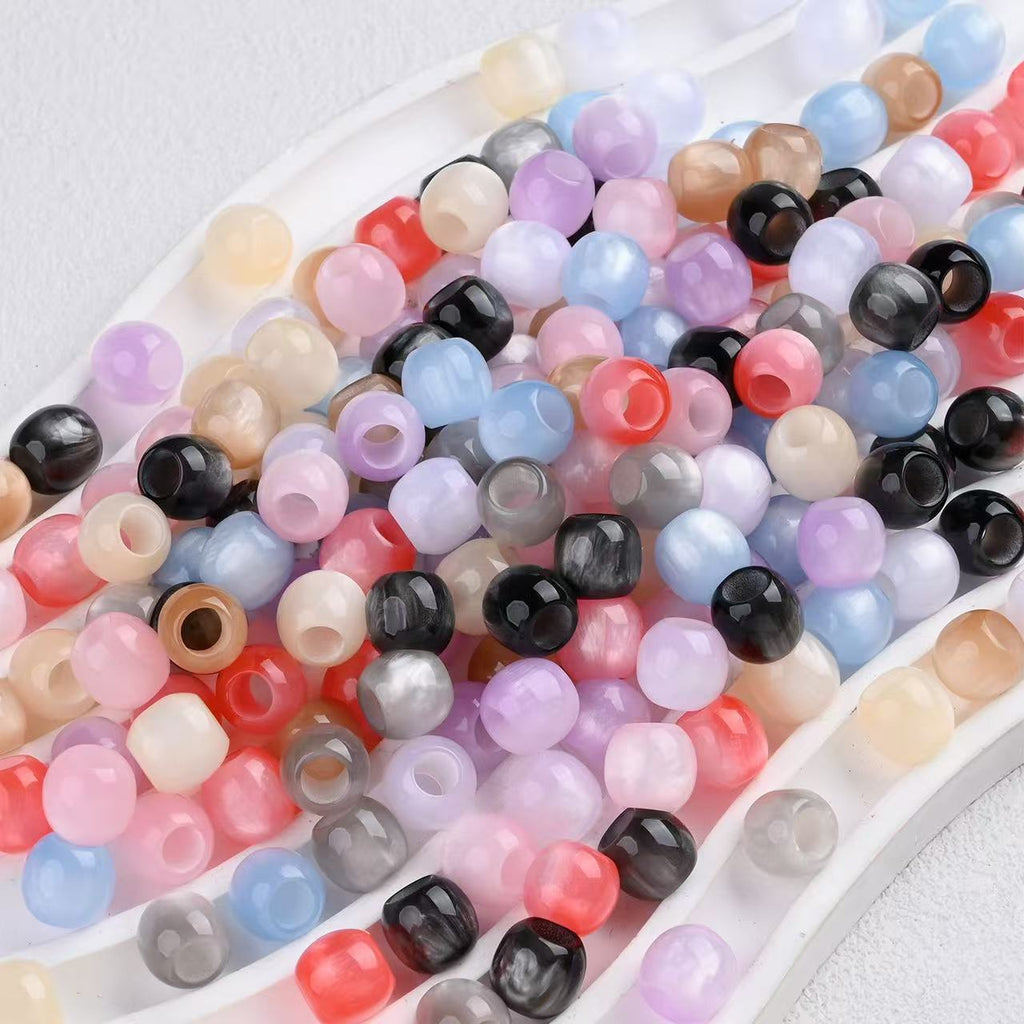 Lu's 100pcs Multicolor Cat Eye Resin Beads