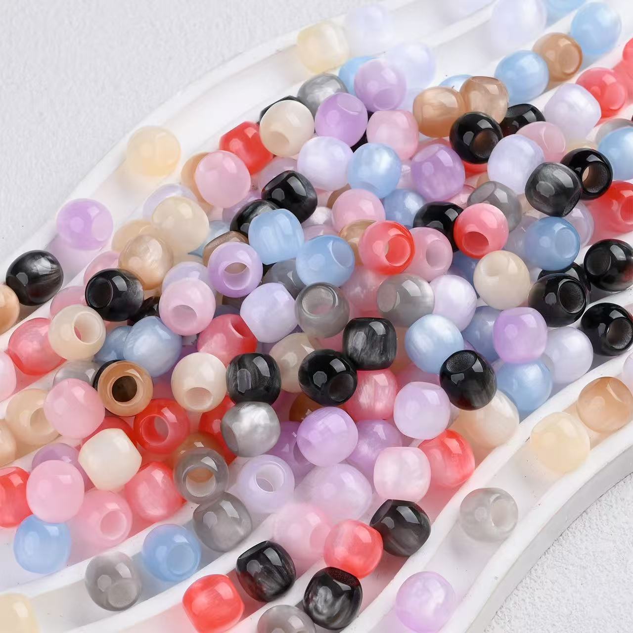Lu's 100pcs Multicolor Cat Eye Resin Beads