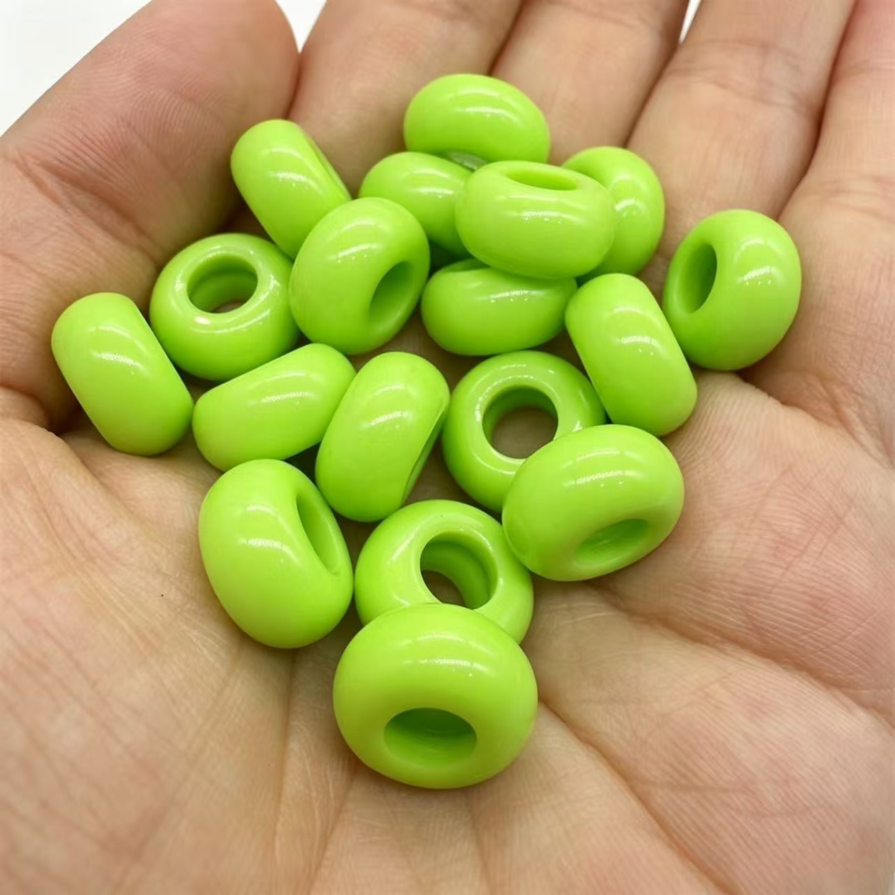 Lu's 200pcs Acrylic Candy Color Large-Hole Abacus Beads