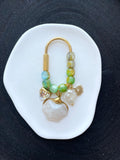 Green Pearl Heart Bag Charm | Elegant Nature Inspired Bag Accessory