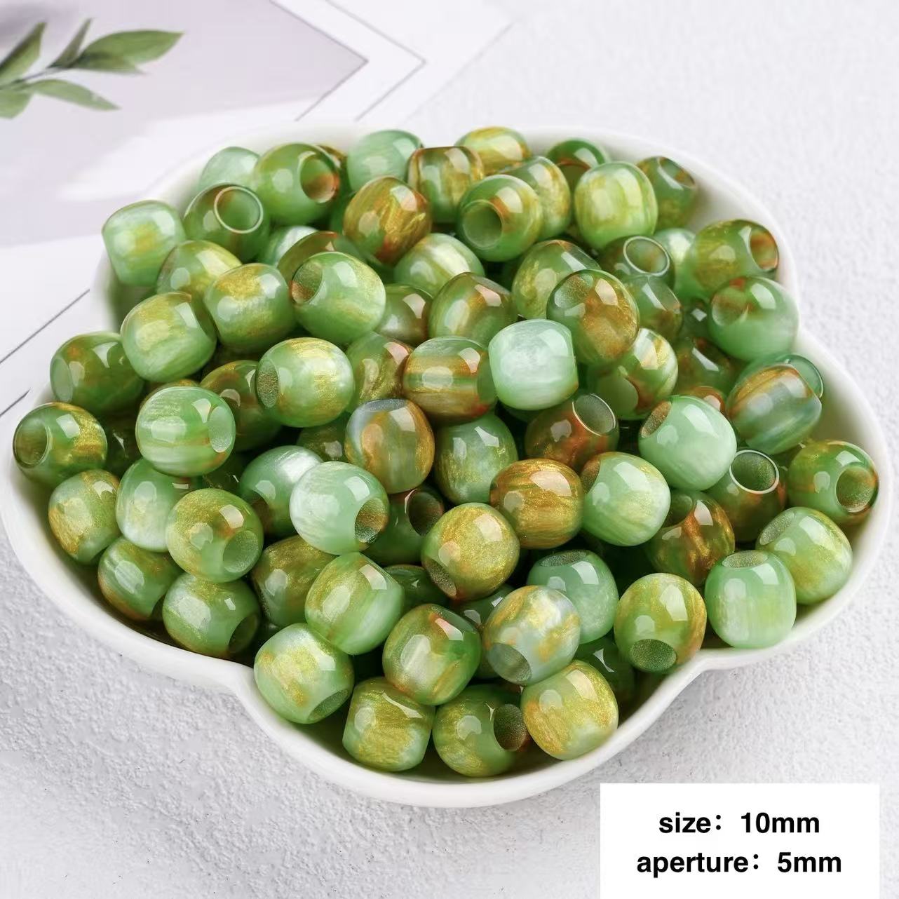 Lu's 100pcs Oil Painting Style Resin Round Beads