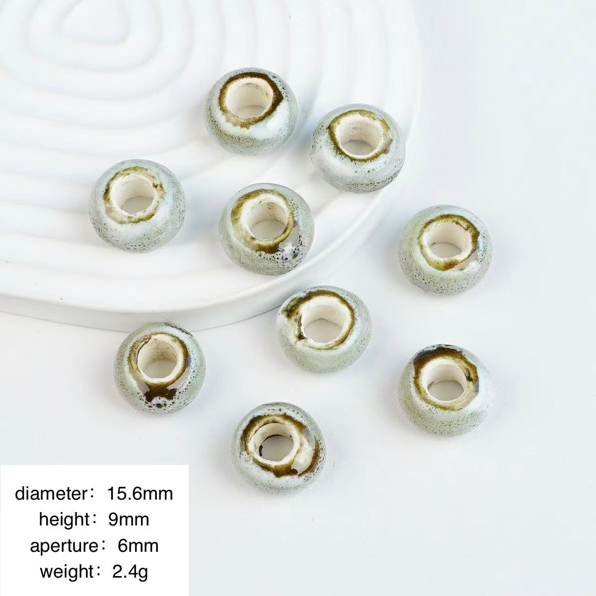 Lu's 100Pcs Chinese Jingdezhen Porcelain Beads