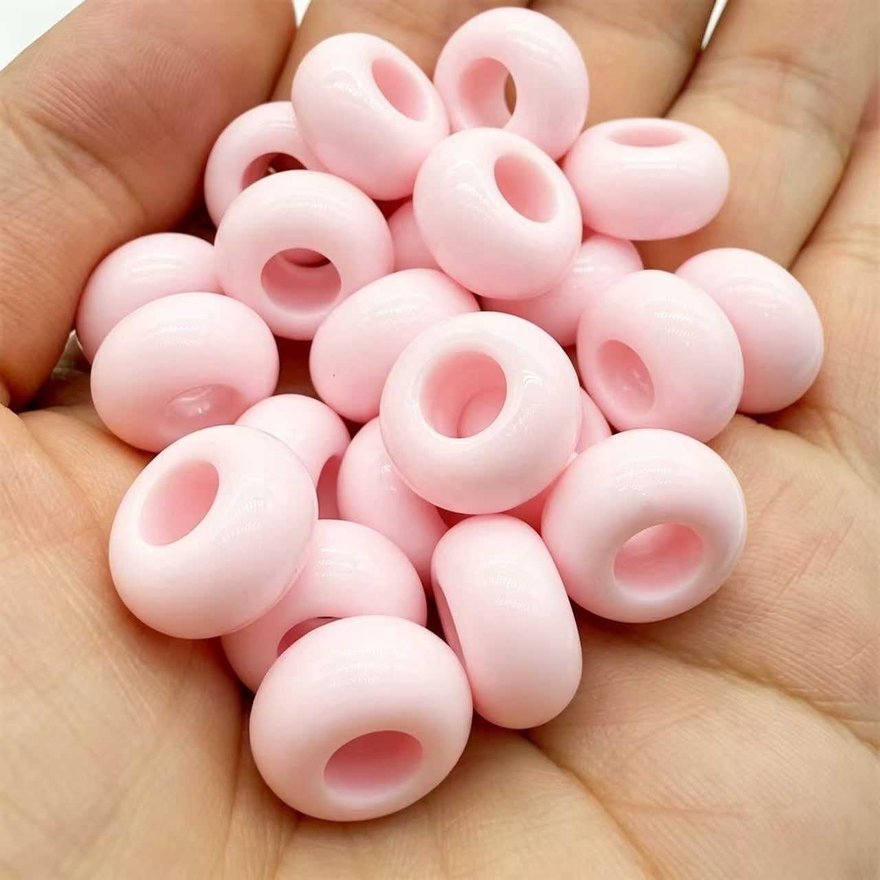 Lu's 200pcs Acrylic Candy Color Large-Hole Abacus Beads