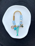 Blue Ocean Fish Bag Charm | Coastal Beaded Summer Bag Accessory
