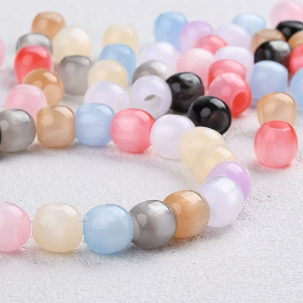 Lu's 100pcs Multicolor Cat Eye Resin Beads