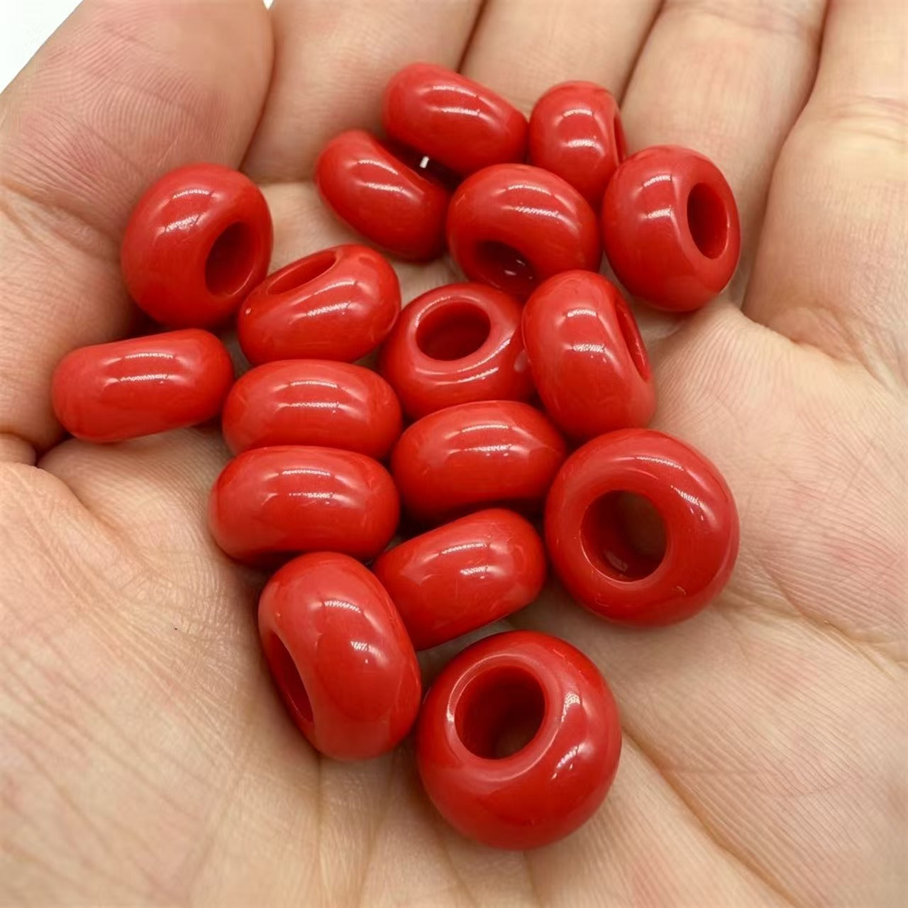 Lu's 200pcs Acrylic Candy Color Large-Hole Abacus Beads