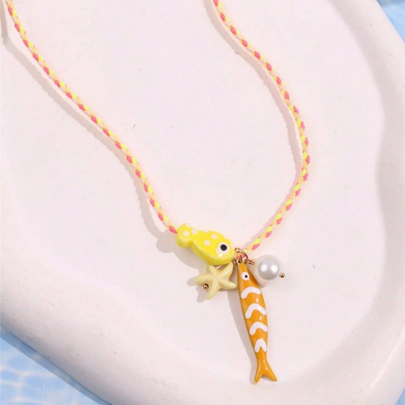 Lu's Summer Beach Handmade Fish Pearl Starfish Pendants