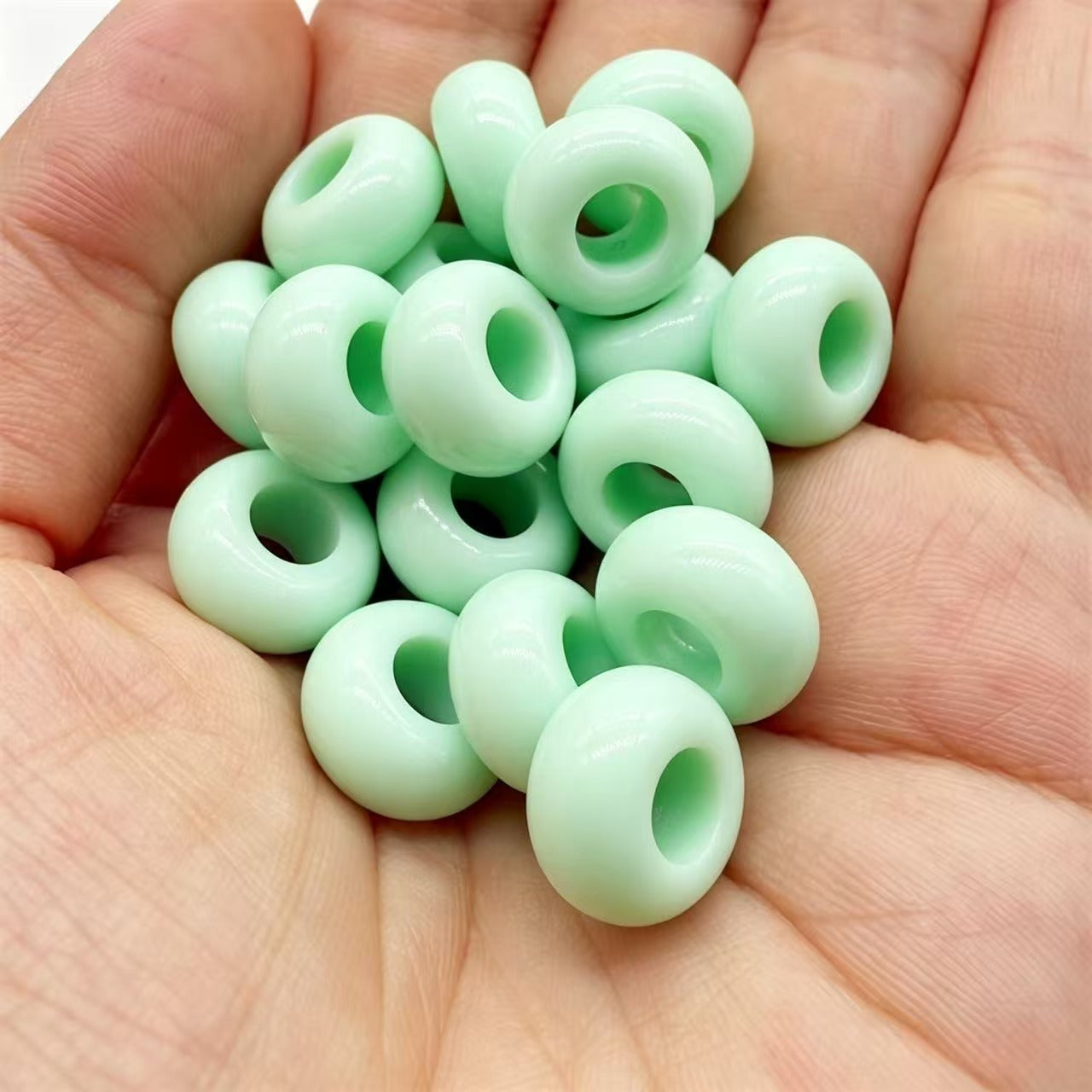 Lu's 200pcs Acrylic Candy Color Large-Hole Abacus Beads