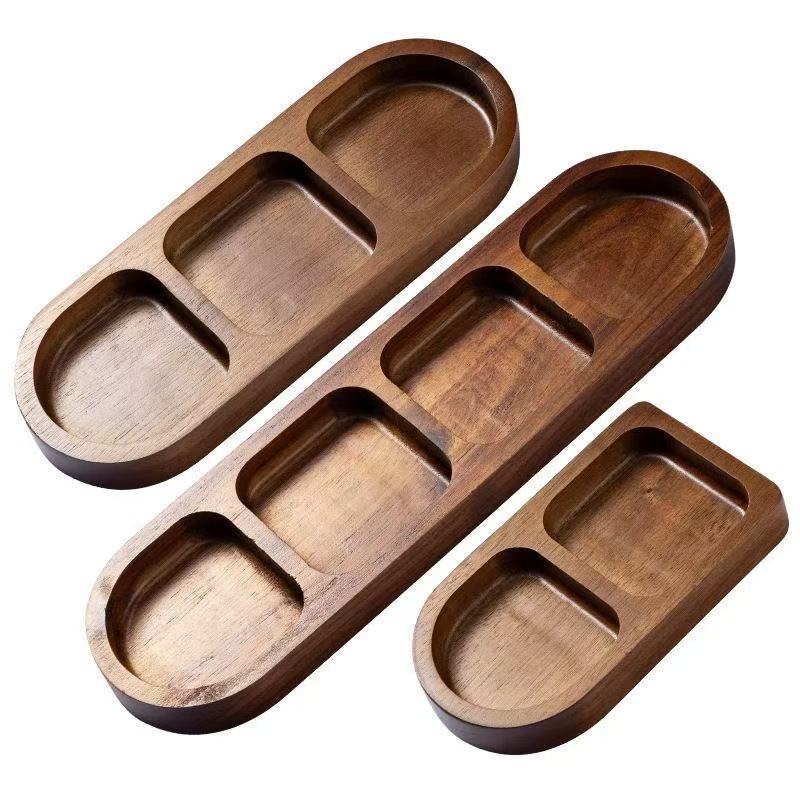 Vintage Acacia Wood Compartment Organizer Tray for Jewelry, Beads & Keys