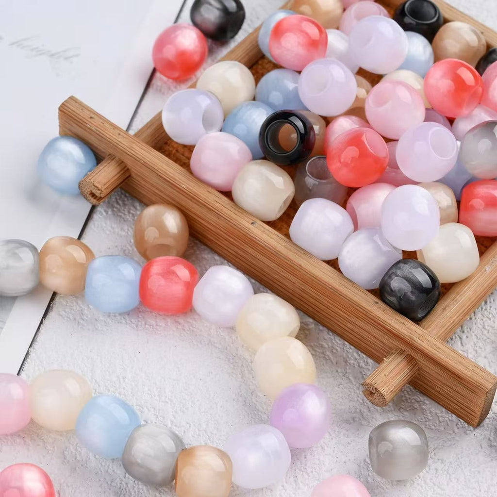 Lu's 100pcs Multicolor Cat Eye Resin Beads