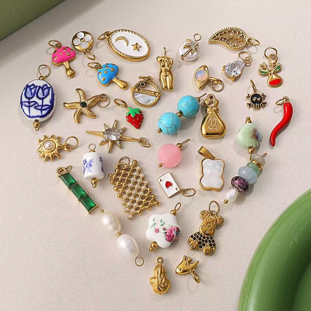 Lu's DIY Multi-Style Charm Stainless Steel Plated With 18k Gold