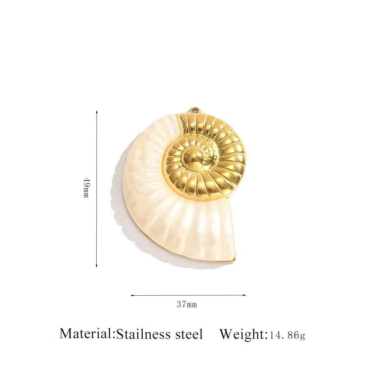 Lu's Gold-Plated Stainless Steel Mother-of-Pearl Pendant