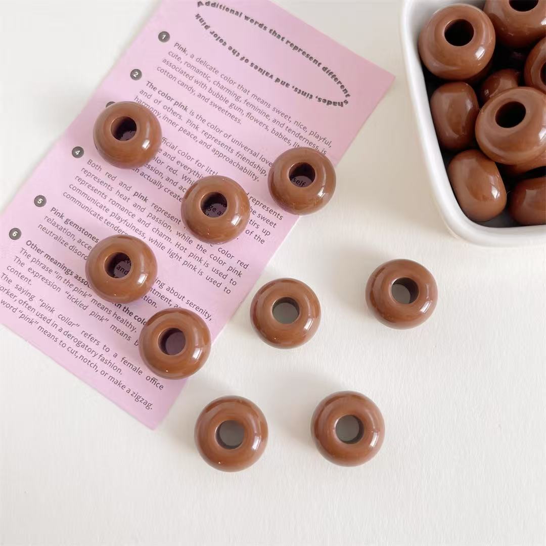 Lu's 100pcs Acrylic Large Hole Wheel Beads